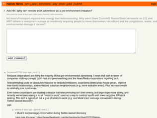 Preview of 'Ask HN: Why isn't remote work advertised as a pro environment initiative?'