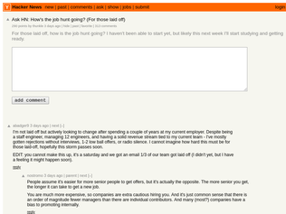 Preview of 'Ask HN: How's the job hunt going? (For those laid off)'