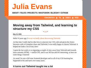 Preview of 'Moving away from Tailwind, and learning to structure my CSS'