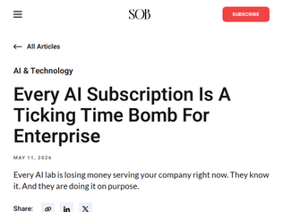 Preview of 'AI subscriptions are a ticking time bomb for enterprise'