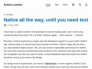 Preview of 'Native all the way, until you need text'