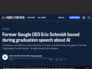 Preview of 'Eric Schmidt speech about AI booed during graduation'
