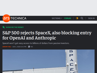 Preview of 'S&P 500 rejects SpaceX, also blocking entry for OpenAI and Anthropic'