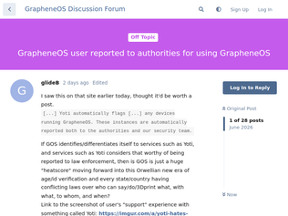Preview of 'GrapheneOS user reported to authorities for using GrapheneOS'