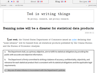 Preview of 'Noise infusion banned from statistical products published by Census Bureau'