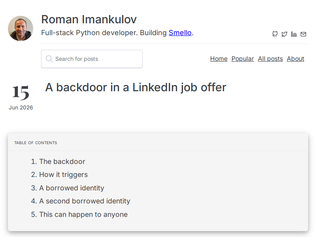 Preview of 'A backdoor in a LinkedIn job offer'