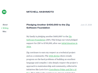 Preview of 'Pledging another $400k to the Zig software foundation'