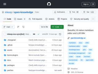 Preview of 'Show HN: OpenKnowledge – open source AI-first alternative to Obsidian/Notion'