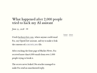 Preview of 'What happened after 2k people tried to hack my AI assistant'