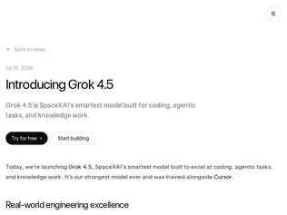 Preview of 'Grok 4.5'