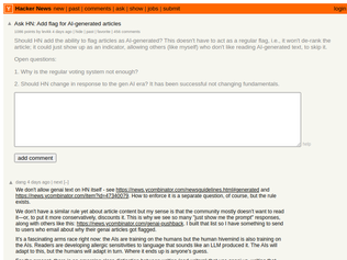 Preview of 'Ask HN: Add flag for AI-generated articles'