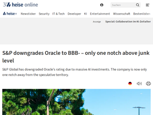 Preview of 'S&P Global has lowered Oracle’s creditworthiness from BBB to BBB-'