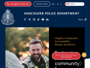 Preview of 'Vancouver PD website features Quick Escape button that wipes itself from history'