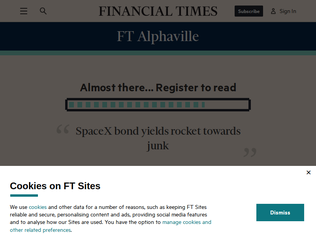 Preview of 'SpaceX bond worth 10% less than issue price – heading for junk bond status'