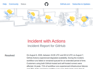 Preview of 'GitHub Actions and Pages are experiencing degraded availability'