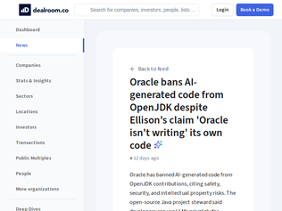 Preview of 'Oracle bans AI-generated code from OpenJDK'