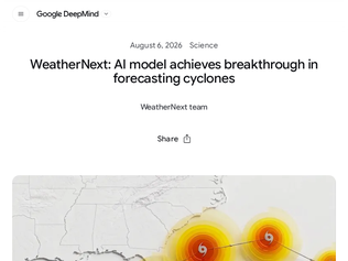 Preview of 'DeepMind's WeatherNext model achieves breakthrough forecasting cyclones'