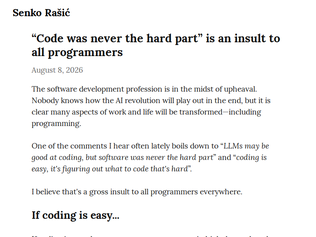 Preview of '“Code was never the hard part” is an insult to all programmers'
