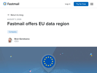 Preview of 'Fastmail offers EU data region'