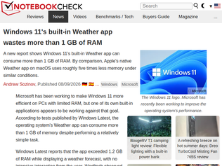 Preview of 'Windows 11's built-in Weather app wastes more than 1 GB of RAM'