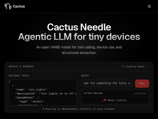 Preview of 'Show HN: Needle2: 14MB agentic LLM for phones, wearables, smart home and robots'