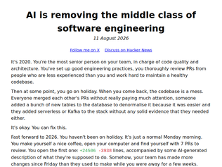 Preview of 'AI is removing the middle class of software engineering?'