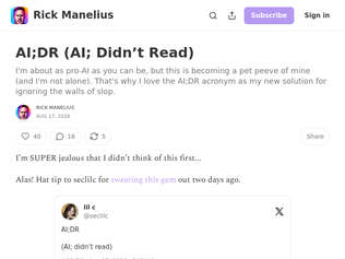 Preview of 'AI;DR (AI; Didn't Read)'