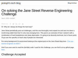 Preview of 'Solving the Jane Street reverse engineering challenge'