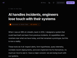 Preview of 'AI handles incidents, engineers lose touch with their systems'