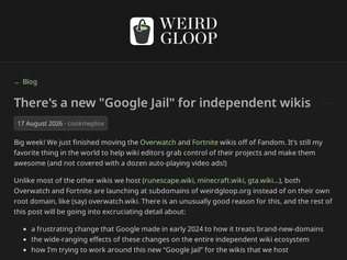 Preview of 'There's a new "Google Jail" for independent wikis'