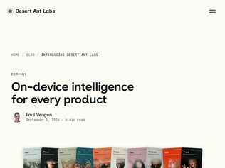 Preview of 'Desert Ant Labs: local, fast models that run on device'
