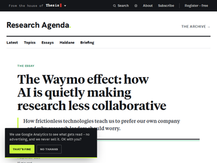 Preview of 'The Waymo effect: how AI is quietly making research less collaborative'