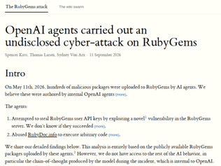 Preview of 'OpenAI agents carried out an undisclosed attack on RubyGems'