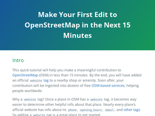 Preview of 'Make your first edit to OpenStreetMap'