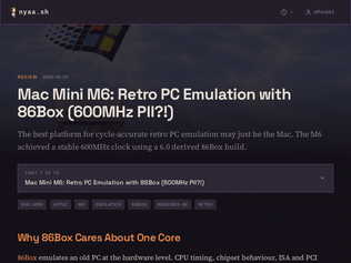 Preview of 'Pentium II at 600Mhz with Voodoo 3 Emulated on 86Box with M6 Mac Mini'