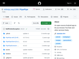 Preview of 'PipePipe: NewPipe hard fork implementing SponsorBlock'