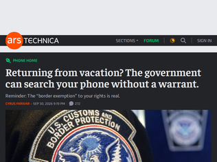 Preview of 'Returning from vacation? The government can search your phone without a warrant'