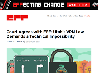 Preview of 'Court agrees with EFF: Utah's VPN law demands a technical impossibility'