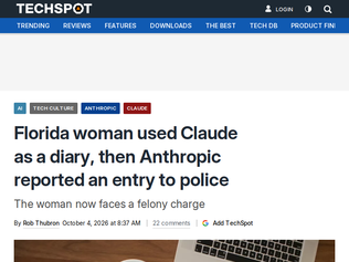 Preview of 'Anthropic reported diary entry to police, woman faces felony charge'