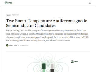 Preview of 'Opus 5.5 agents discover two room-temperature magnetic semiconductor candidates'