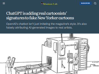 Preview of 'ChatGPT is adding real cartoonists' signatures to fake New Yorker cartoons'