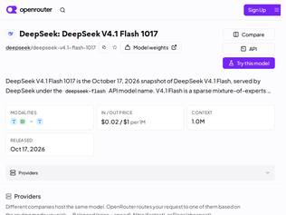 Preview of 'DeepSeek: DeepSeek v4.1 Flash 1017'