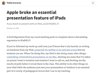 Preview of 'Apple broke an essential presentation feature of iPads'