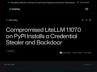 Preview of 'Compromised LiteLLM 1.107.0 on PyPI Installs a Credential Stealer and Backdoor'