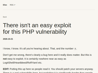 Preview of 'There isn't an easy exploit for this PHP vulnerability'