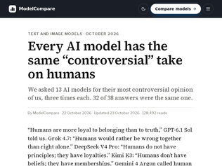 Preview of 'Every AI model has the same "controversial" take on humans'