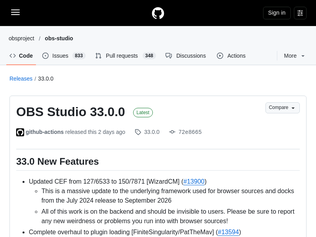Preview of 'OBS Studio 33'