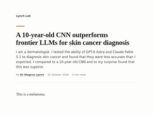 Preview of 'A 10-year-old CNN outperforms frontier LLMs for skin cancer diagnosis'