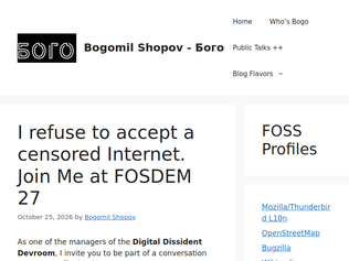 Preview of 'I refuse to accept a censored Internet. Join Me at FOSDEM 27'